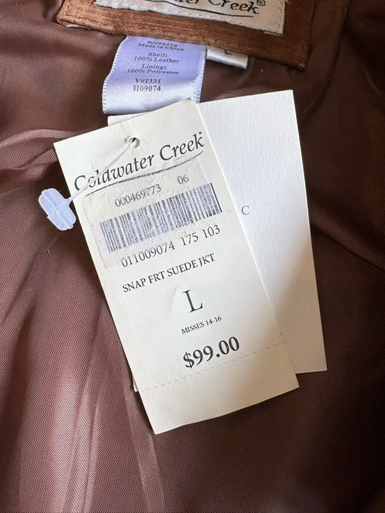 Coldwater Creek Women's Brown Suede Button-Front Jacket Size L NWT - Picture 7 of 14